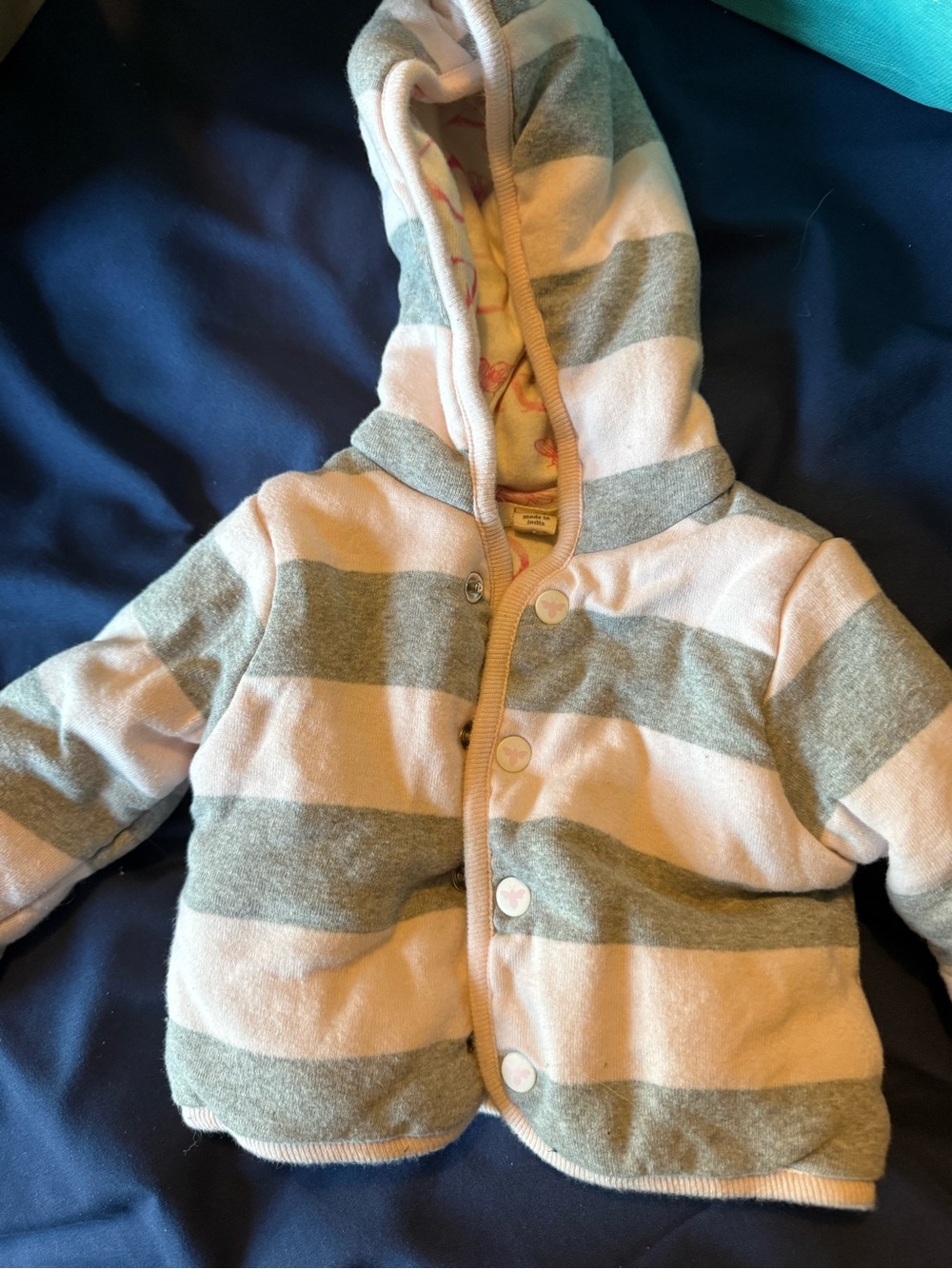 Striped Hooded Puffer Jacket for Kids - Gray & White